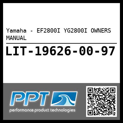 Yamaha - EF2800I YG2800I OWNERS MANUAL