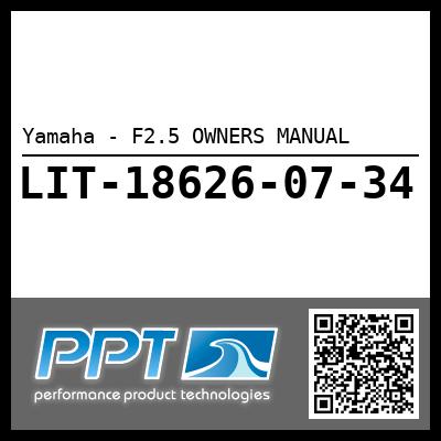 Yamaha - F2.5 OWNERS MANUAL