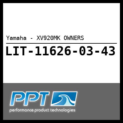 Yamaha - XV920MK OWNERS Yamaha - XV920MK OWNERS