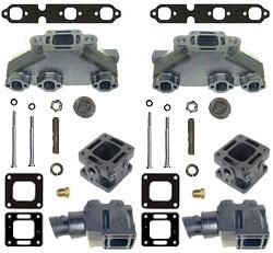 Mercruiser 4.3L V6 Cast Iron Exhaust Manifold & Riser Kit w/ 3" Spacers