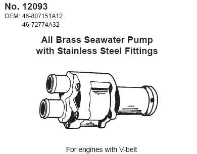 Direct Replacement (BRASS) Mercruiser Seawater Pump Assembly - Replaces mercruiser p/n 46-807151A12 & 46-72774A32