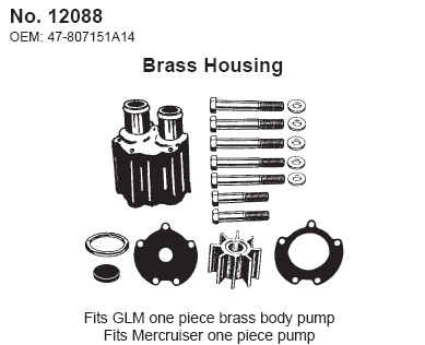 Water Pump Service Kit - 1 pc Brass Body Replaces Mercruiser 46-807151A14 - Click Here to See Product Details